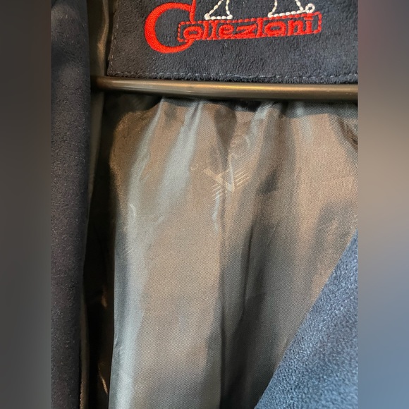 A Collezioni Navy Suede Italian Leather Blazer Jacket Size S EUC - Picture 6 of 8